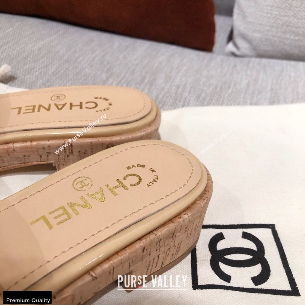 Chanel CC Logo Leather Mules G36065 Beige 2021 (kaola-21022355)