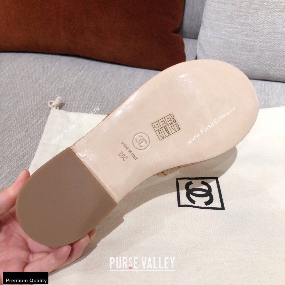 Chanel CC Logo Leather Mules G36065 Beige 2021 (kaola-21022355)