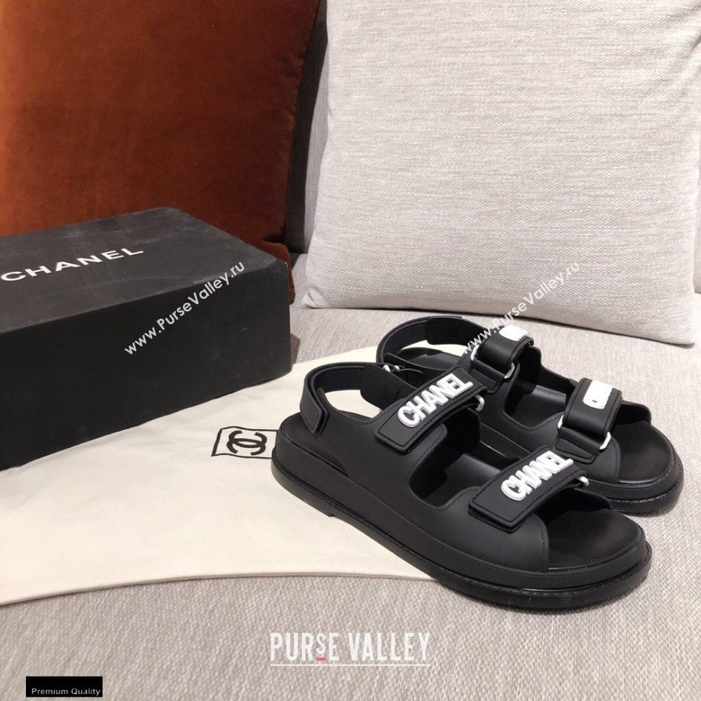 Chanel Logo Beach Sandals G35927 Black 2021 (kaola-21022376)