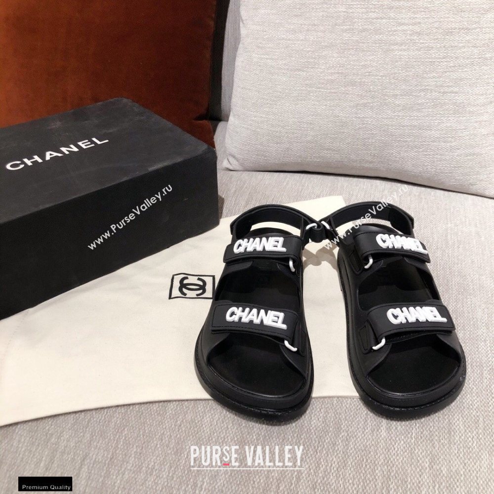 Chanel Logo Beach Sandals G35927 Black 2021 (kaola-21022376)