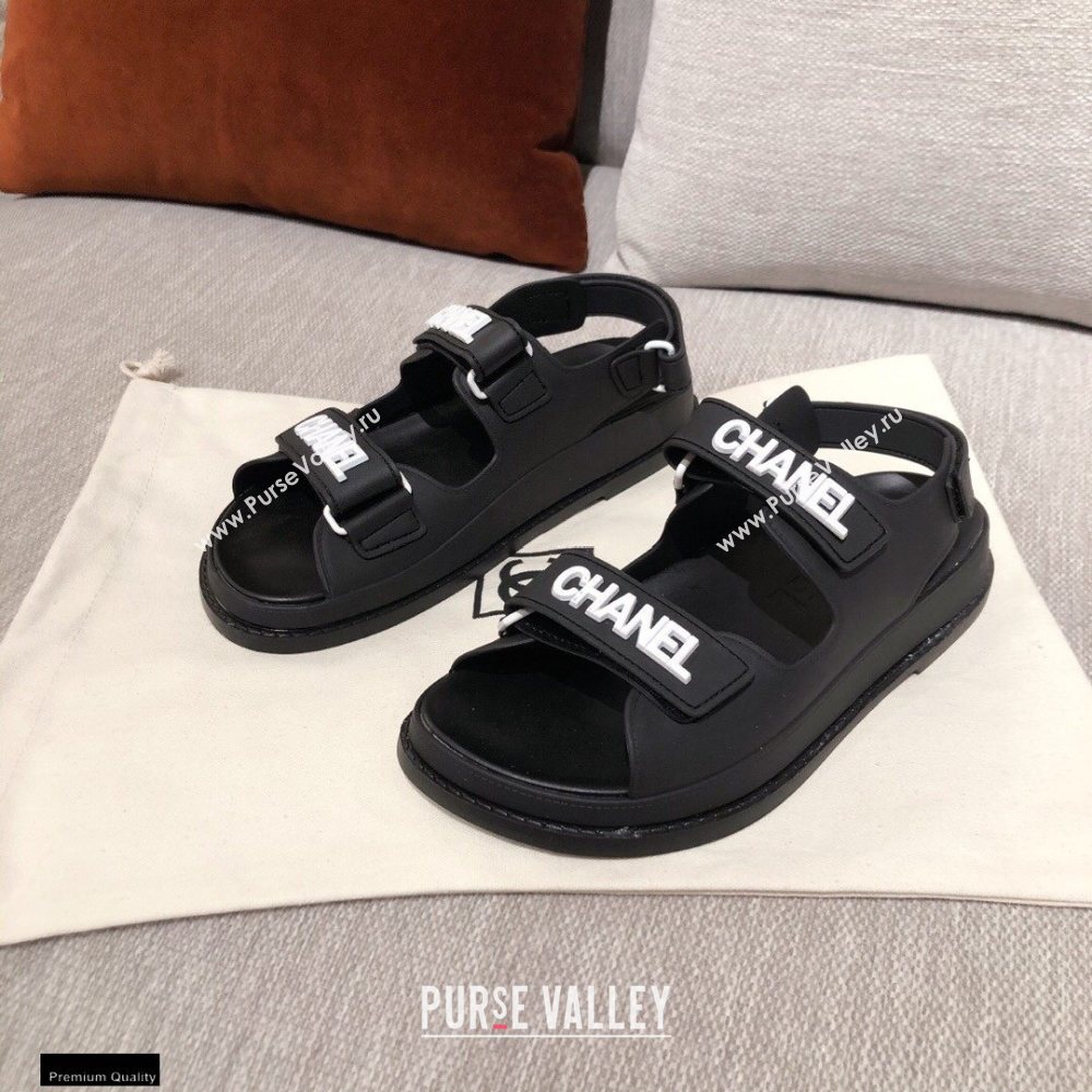 Chanel Logo Beach Sandals G35927 Black 2021 (kaola-21022376)