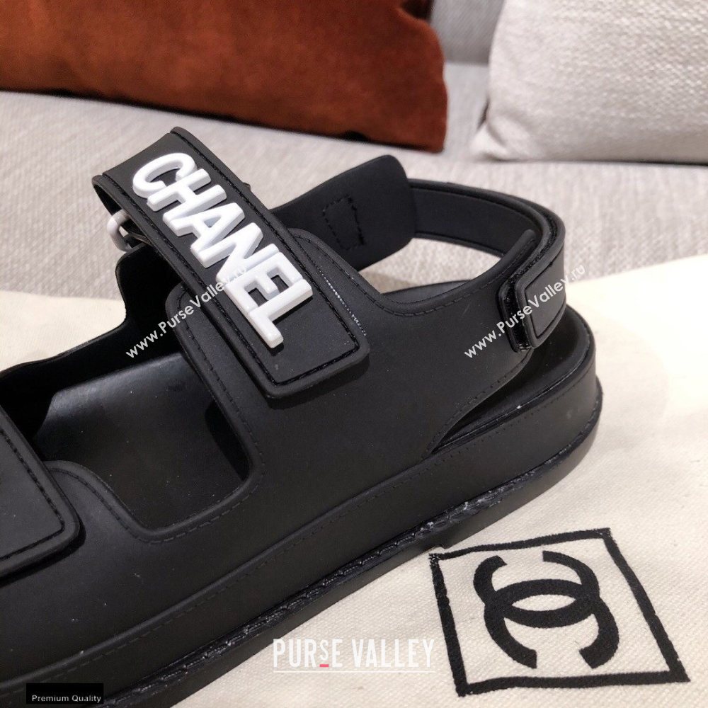 Chanel Logo Beach Sandals G35927 Black 2021 (kaola-21022376)