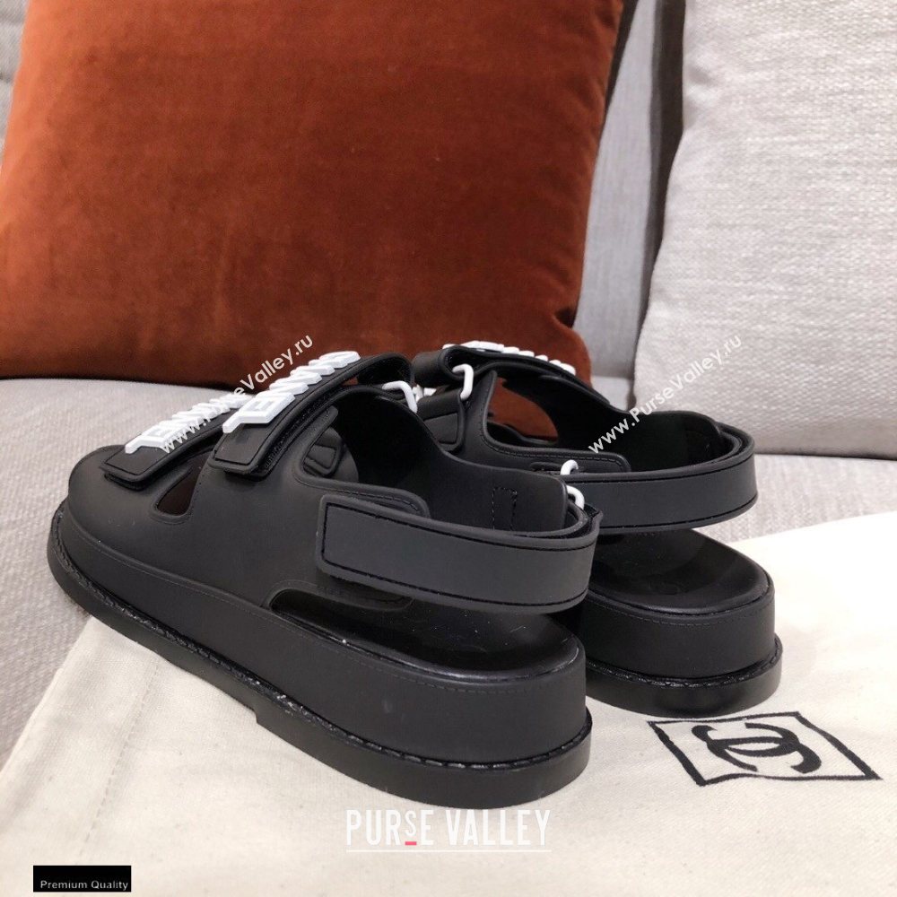 Chanel Logo Beach Sandals G35927 Black 2021 (kaola-21022376)