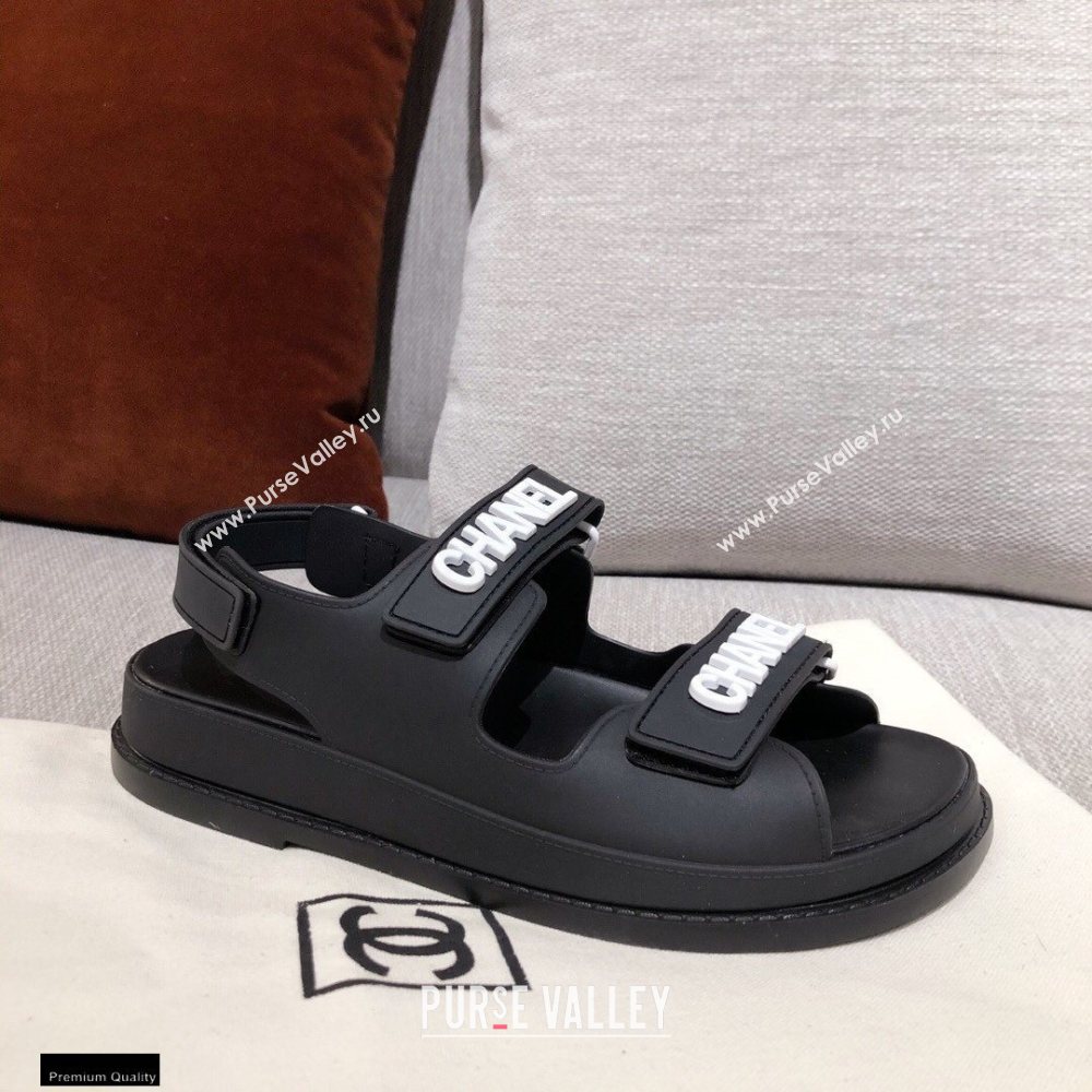 Chanel Logo Beach Sandals G35927 Black 2021 (kaola-21022376)