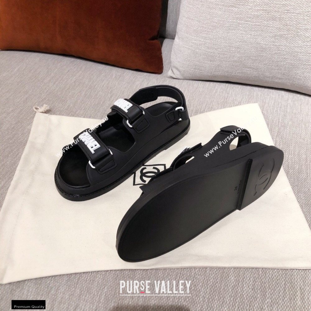 Chanel Logo Beach Sandals G35927 Black 2021 (kaola-21022376)