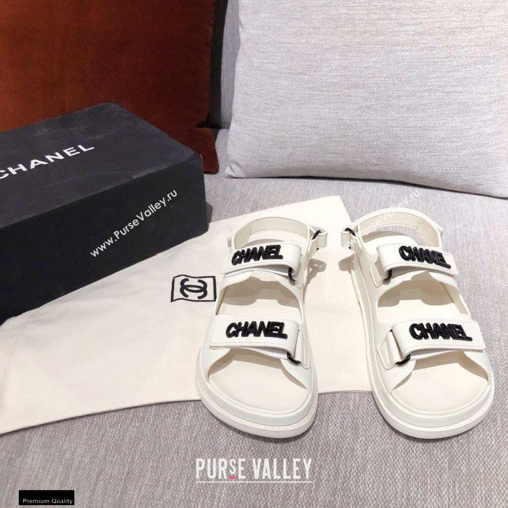 Chanel Logo Beach Sandals G35927 White 2021 (kaola-21022377)