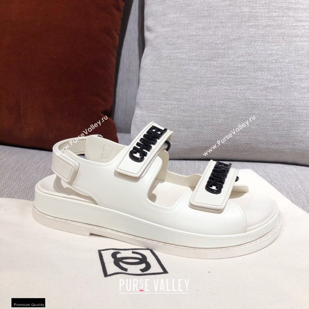 Chanel Logo Beach Sandals G35927 White 2021 (kaola-21022377)