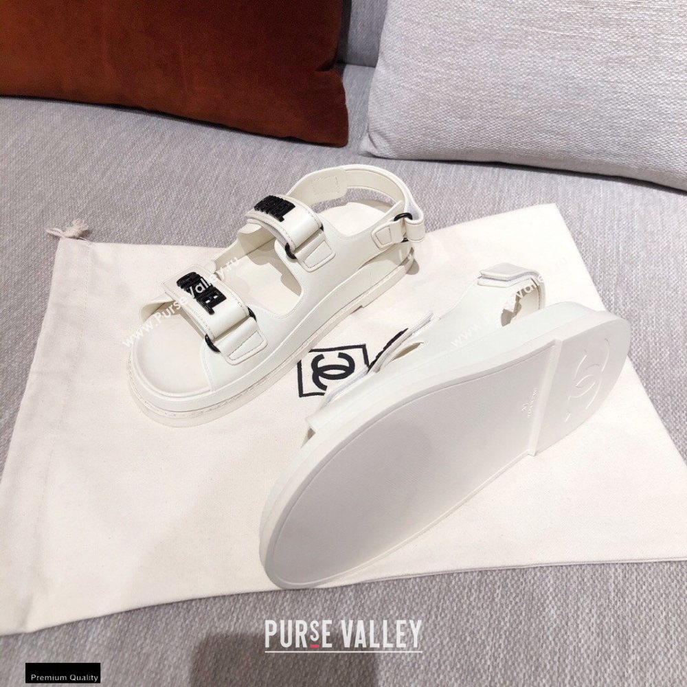 Chanel Logo Beach Sandals G35927 White 2021 (kaola-21022377)