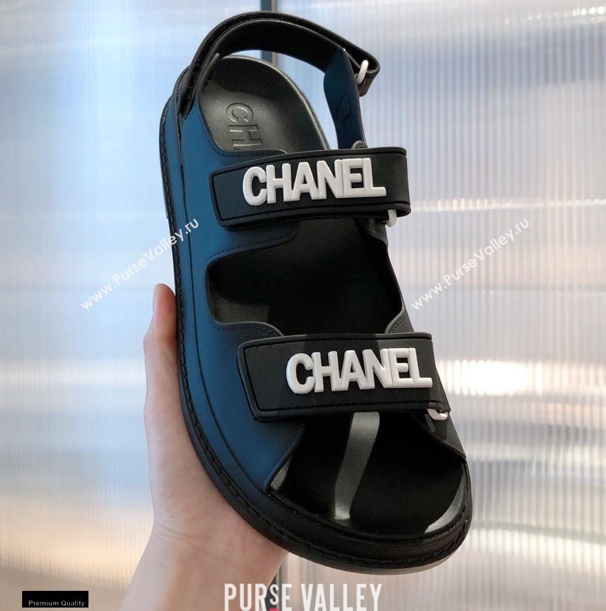 Chanel Logo Beach Sandals G35927 Black 2021 (kaola-21022376)