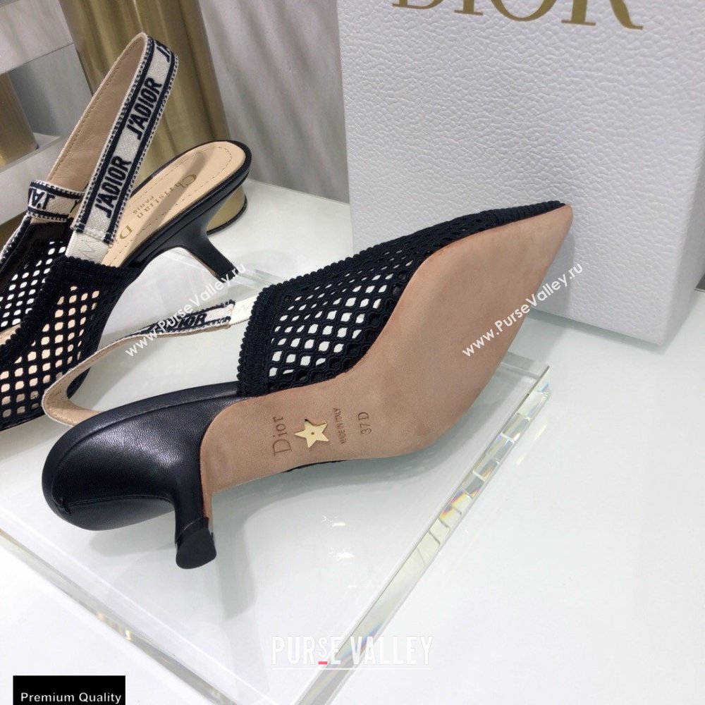 Dior Heel 6.5cm JAdior Slingback Pumps Mesh Embroidery Black 2021 (jincheng-21022559)