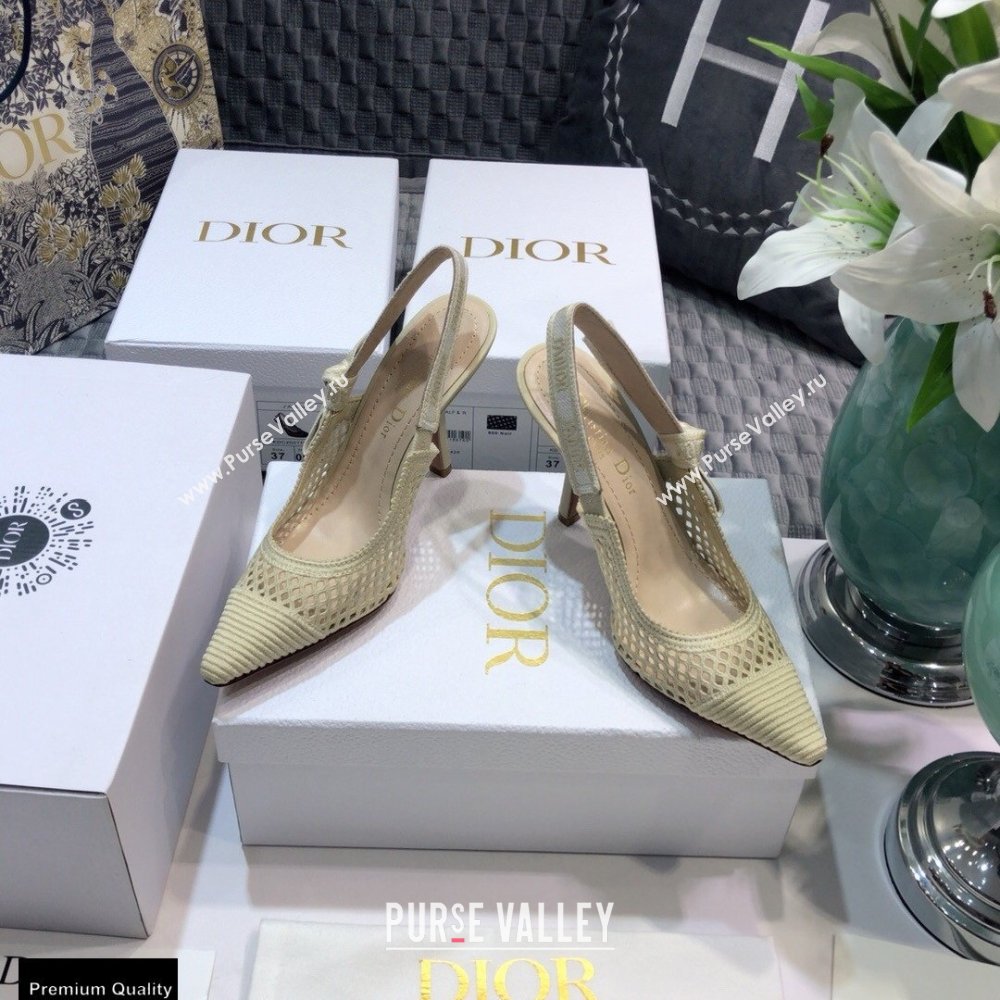 Dior Heel 9.5cm JAdior Slingback Pumps Mesh Embroidery Creamy 2021 (jincheng-21022561)