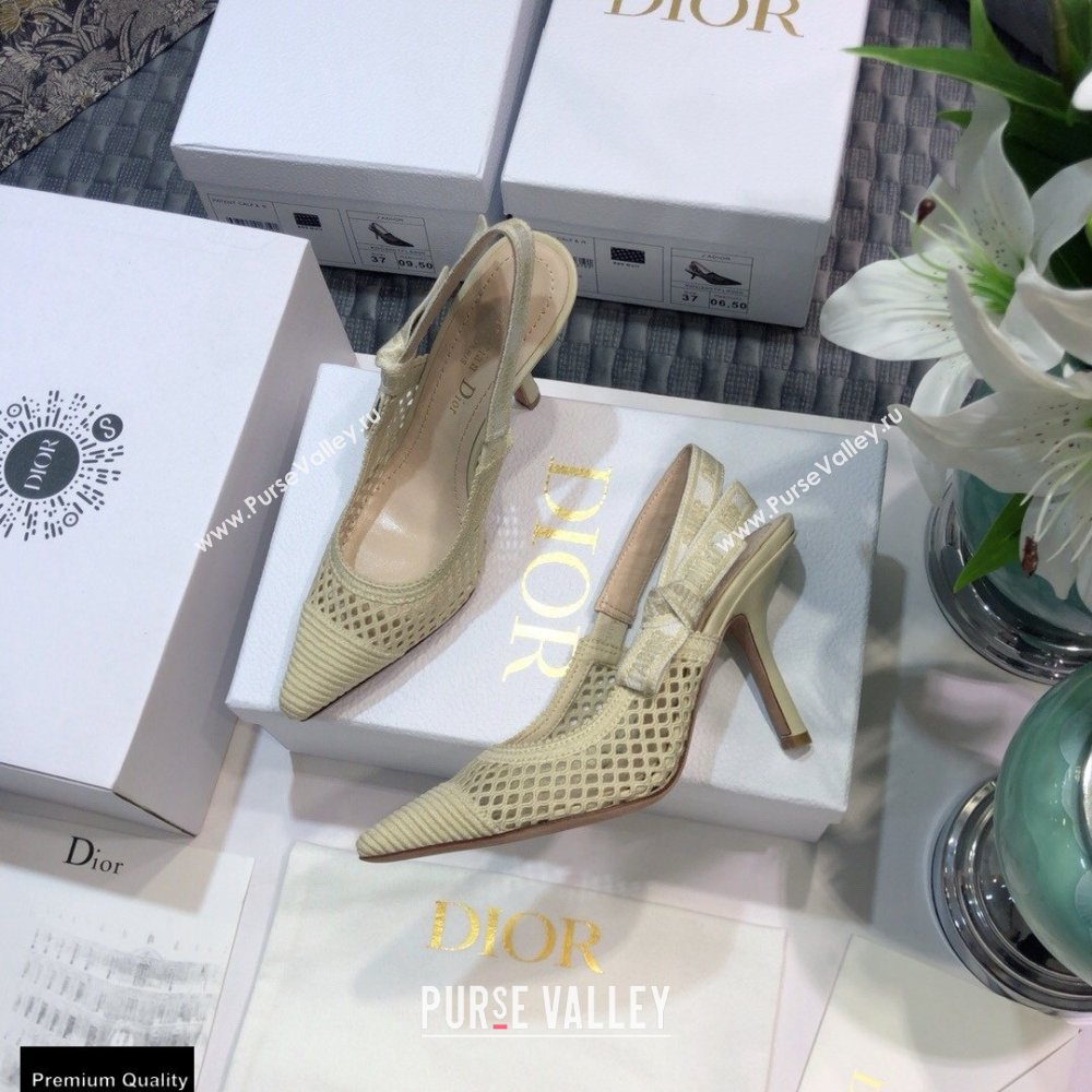 Dior Heel 9.5cm JAdior Slingback Pumps Mesh Embroidery Creamy 2021 (jincheng-21022561)