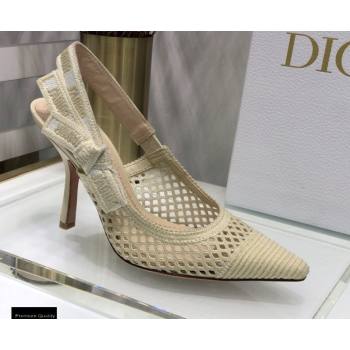 Dior Heel 9.5cm JAdior Slingback Pumps Mesh Embroidery Creamy 2021 (jincheng-21022561)