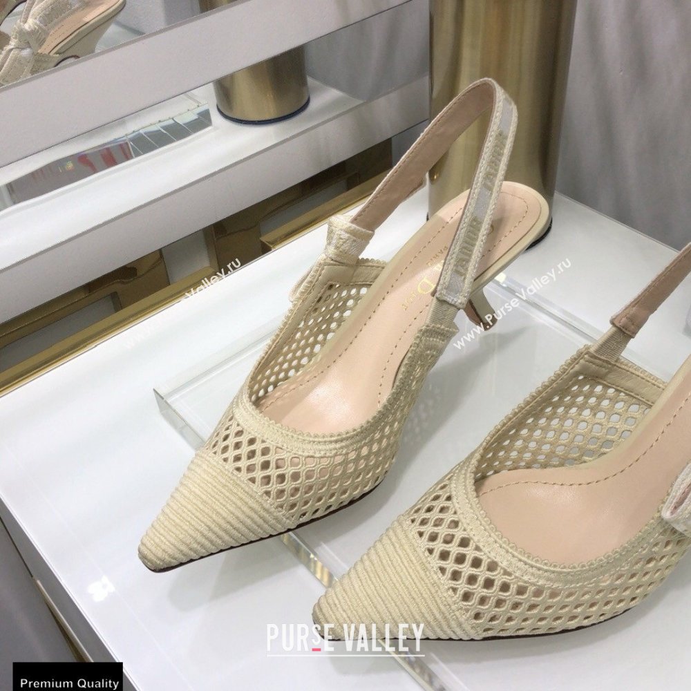 Dior Heel 6.5cm JAdior Slingback Pumps Mesh Embroidery Creamy 2021 (jincheng-21022562)