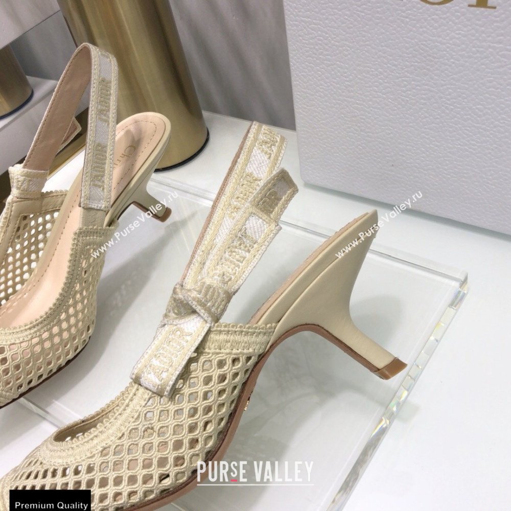 Dior Heel 6.5cm JAdior Slingback Pumps Mesh Embroidery Creamy 2021 (jincheng-21022562)