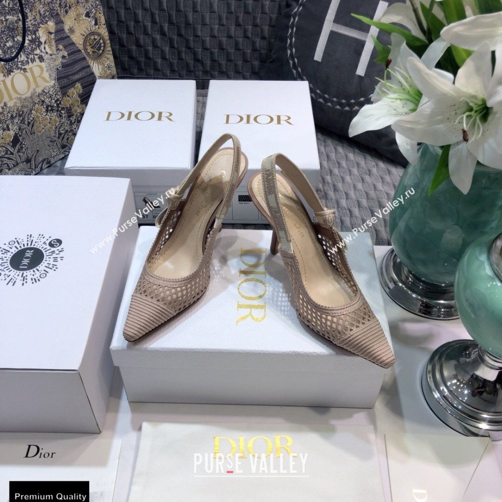 Dior Heel 9.5cm JAdior Slingback Pumps Mesh Embroidery Nude 2021 (jincheng-21022564)