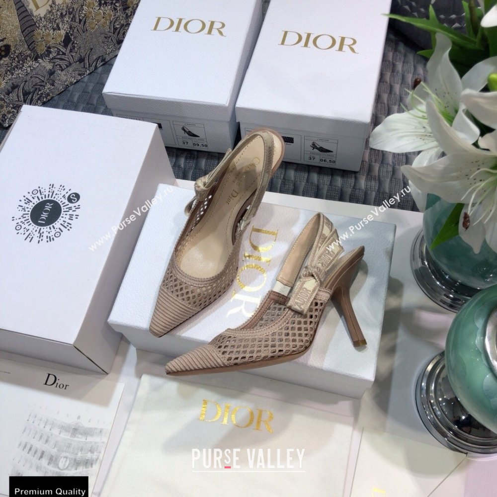 Dior Heel 9.5cm JAdior Slingback Pumps Mesh Embroidery Nude 2021 (jincheng-21022564)