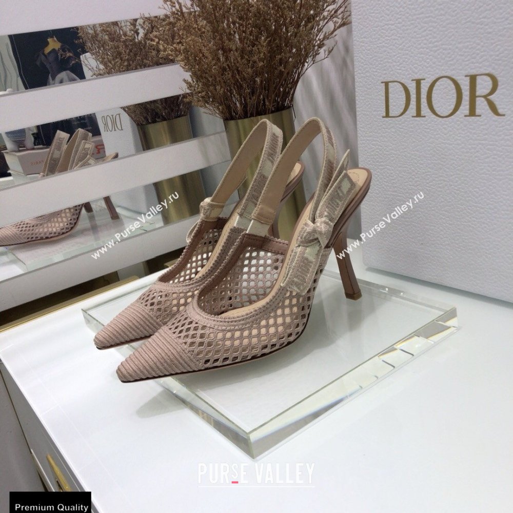 Dior Heel 9.5cm JAdior Slingback Pumps Mesh Embroidery Nude 2021 (jincheng-21022564)