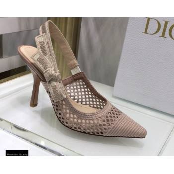 Dior Heel 9.5cm JAdior Slingback Pumps Mesh Embroidery Nude 2021 (jincheng-21022564)