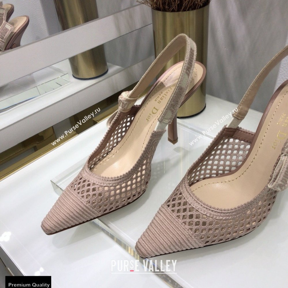 Dior Heel 9.5cm JAdior Slingback Pumps Mesh Embroidery Nude 2021 (jincheng-21022564)