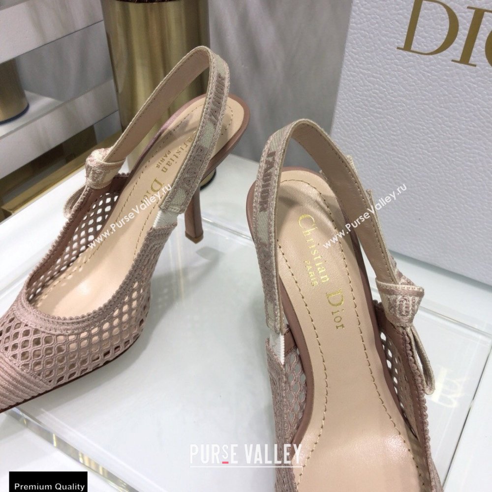 Dior Heel 9.5cm JAdior Slingback Pumps Mesh Embroidery Nude 2021 (jincheng-21022564)