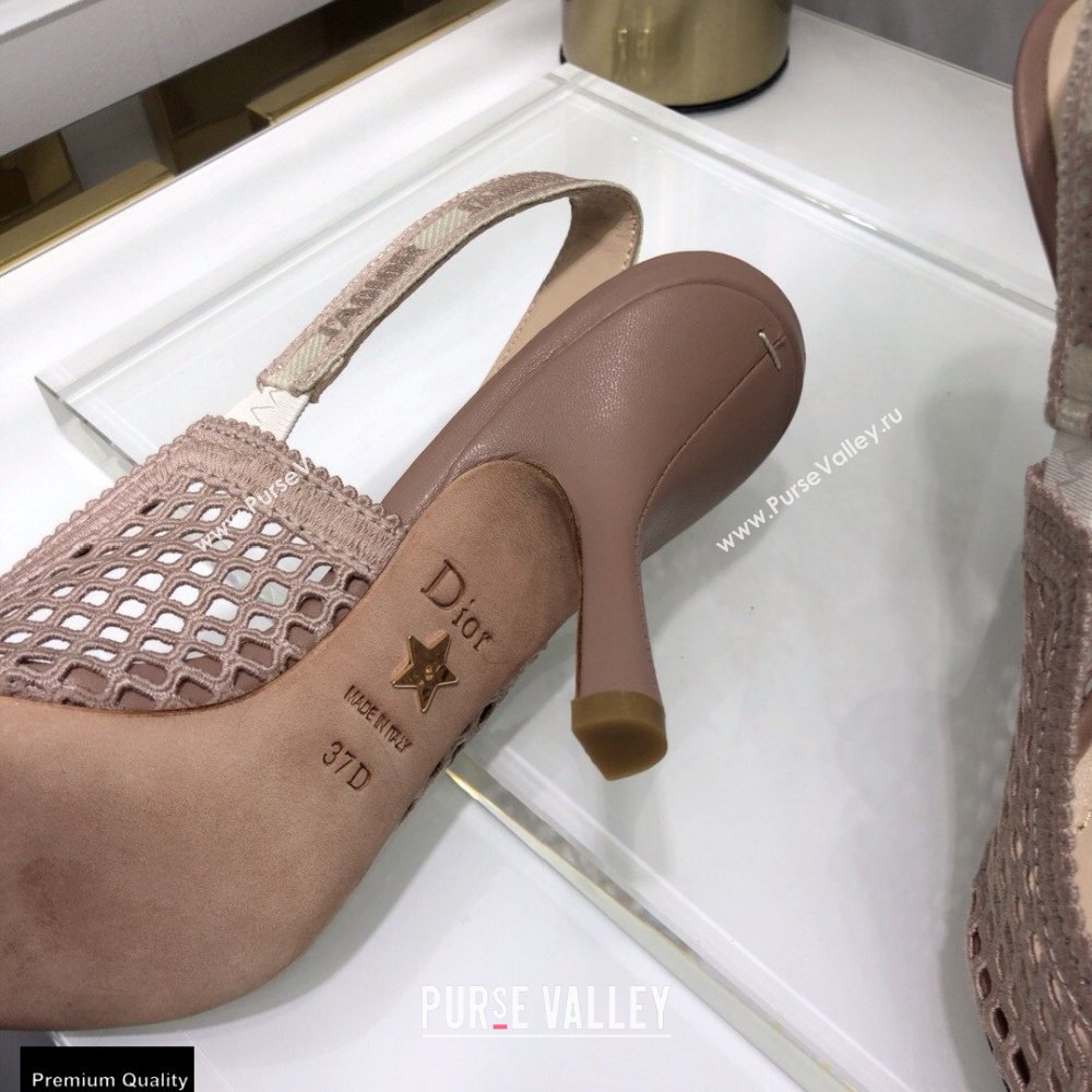 Dior Heel 9.5cm JAdior Slingback Pumps Mesh Embroidery Nude 2021 (jincheng-21022564)