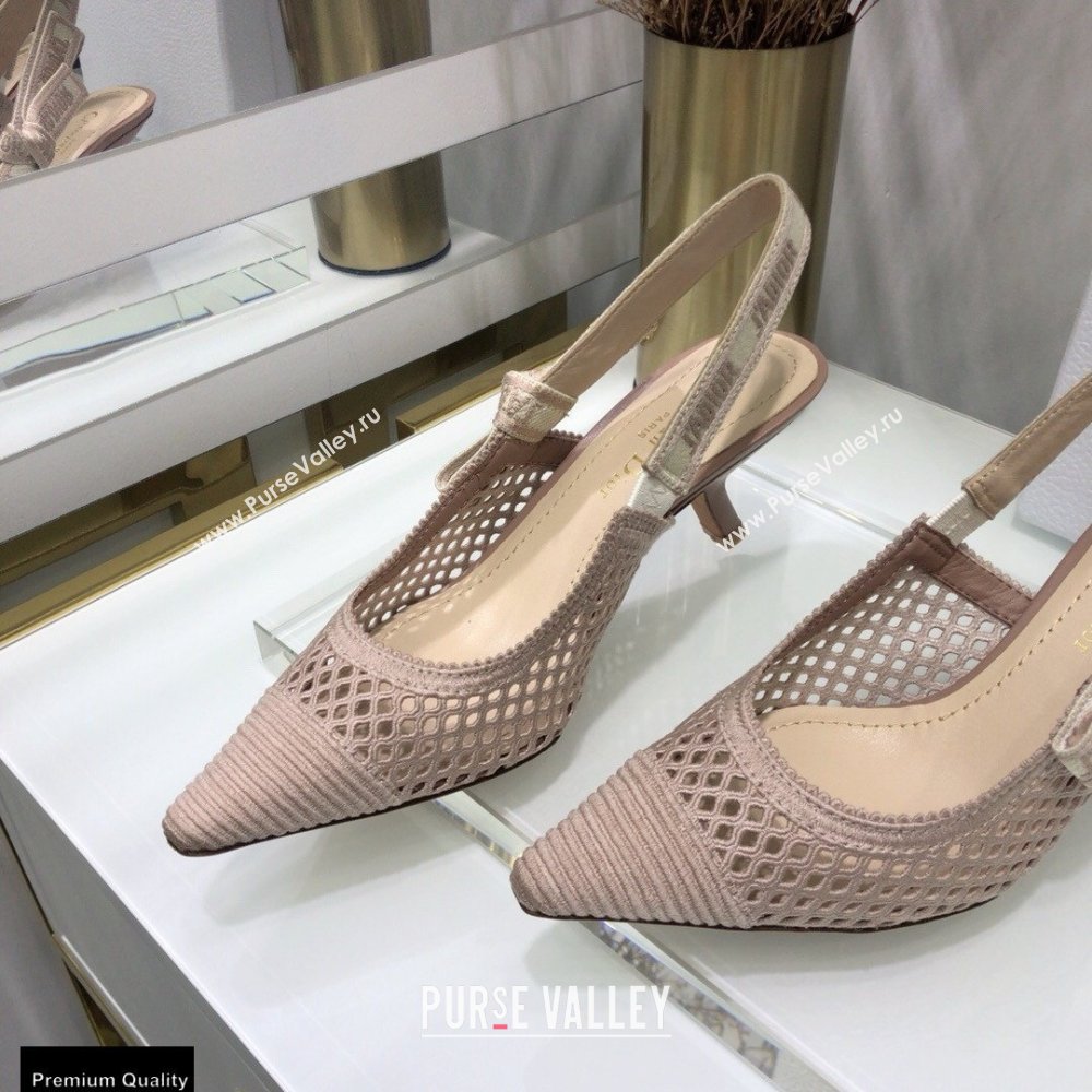 Dior Heel 6.5cm JAdior Slingback Pumps Mesh Embroidery Nude 2021 (jincheng-21022565)