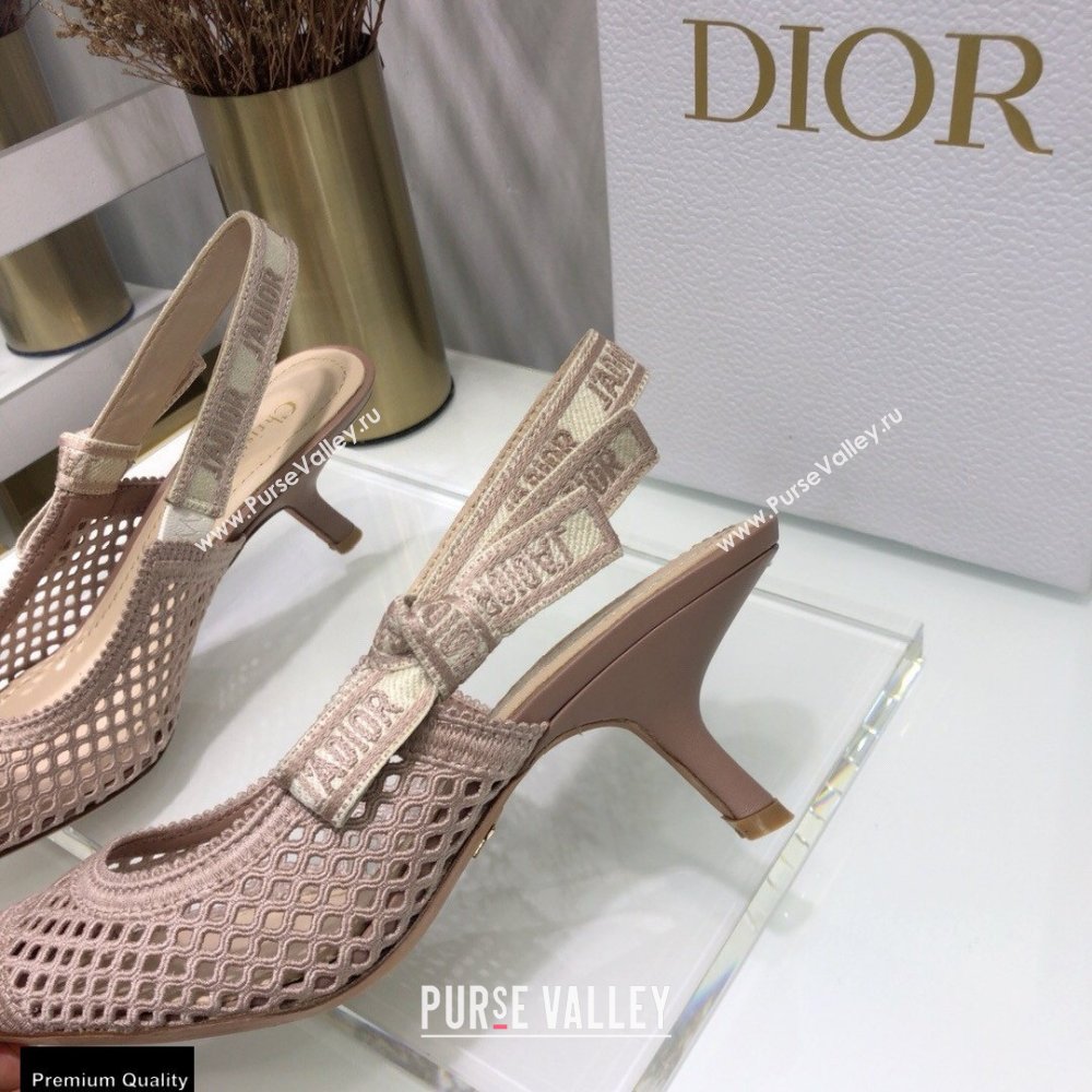 Dior Heel 6.5cm JAdior Slingback Pumps Mesh Embroidery Nude 2021 (jincheng-21022565)