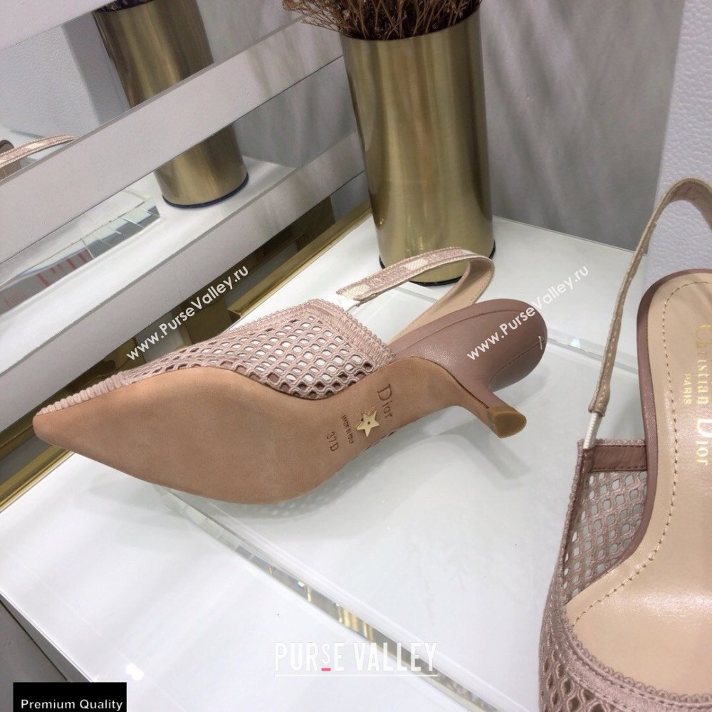 Dior Heel 6.5cm JAdior Slingback Pumps Mesh Embroidery Nude 2021 (jincheng-21022565)