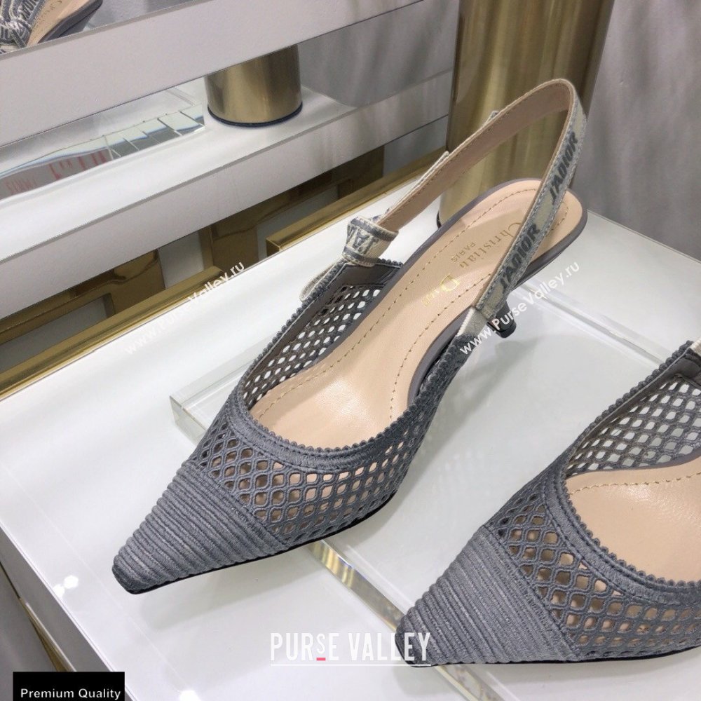 Dior Heel 6.5cm JAdior Slingback Pumps Mesh Embroidery Gray 2021 (jincheng-21022568)