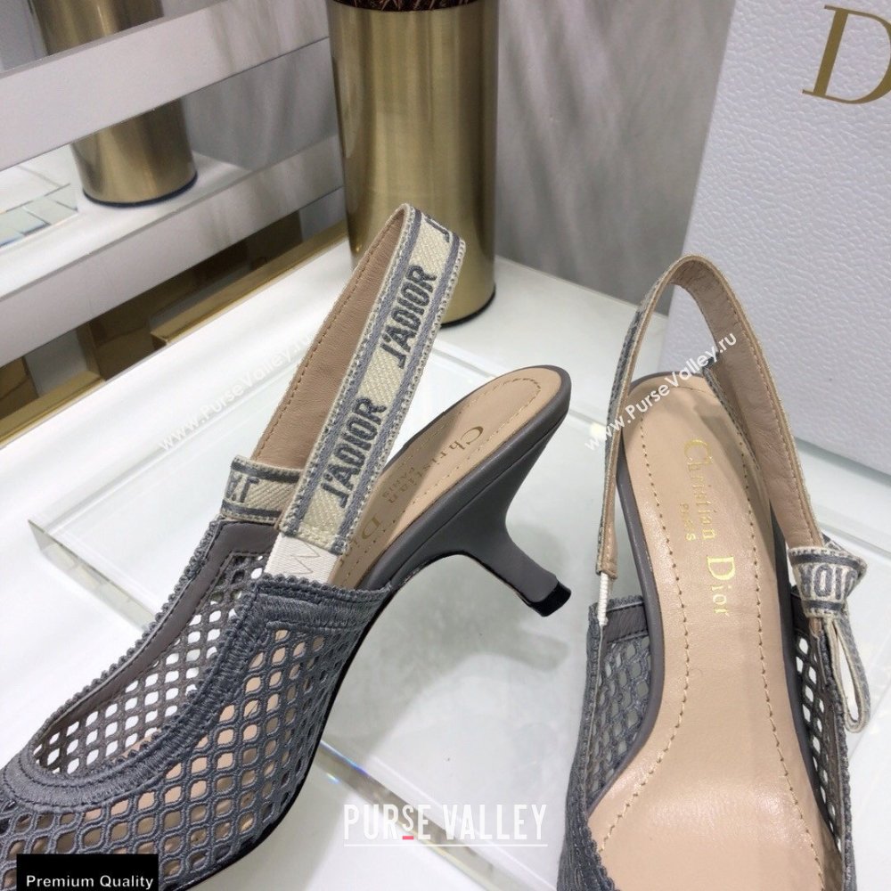 Dior Heel 6.5cm JAdior Slingback Pumps Mesh Embroidery Gray 2021 (jincheng-21022568)