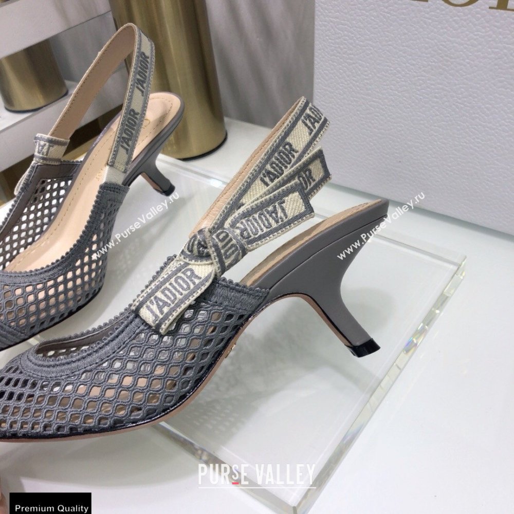 Dior Heel 6.5cm JAdior Slingback Pumps Mesh Embroidery Gray 2021 (jincheng-21022568)