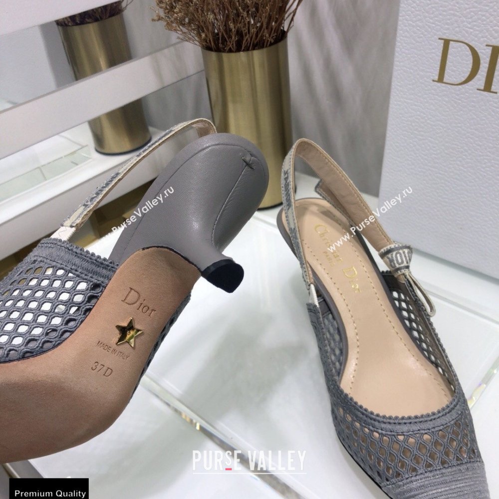 Dior Heel 6.5cm JAdior Slingback Pumps Mesh Embroidery Gray 2021 (jincheng-21022568)