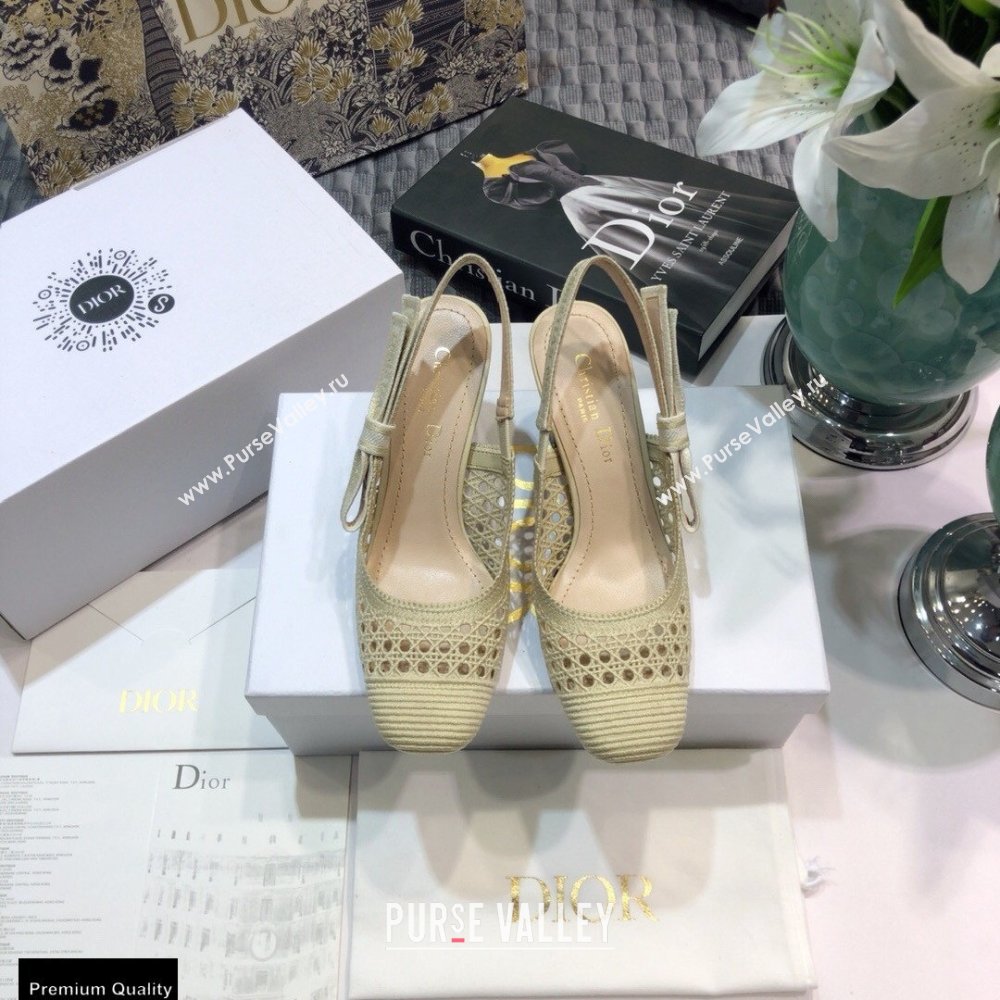 Dior Heel 7cm Moi Slingback Pumps Cannage Embroidered Mesh Creamy 2021 (jincheng-21022546)