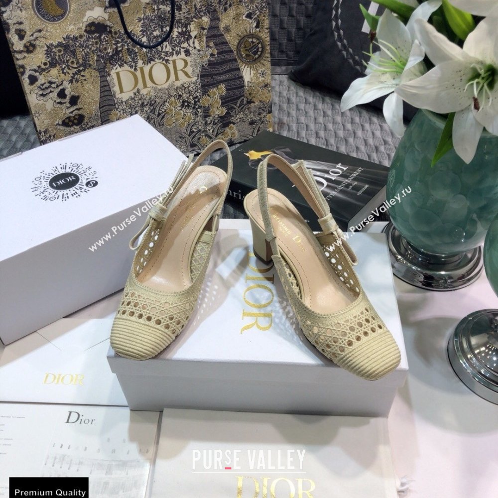 Dior Heel 7cm Moi Slingback Pumps Cannage Embroidered Mesh Creamy 2021 (jincheng-21022546)