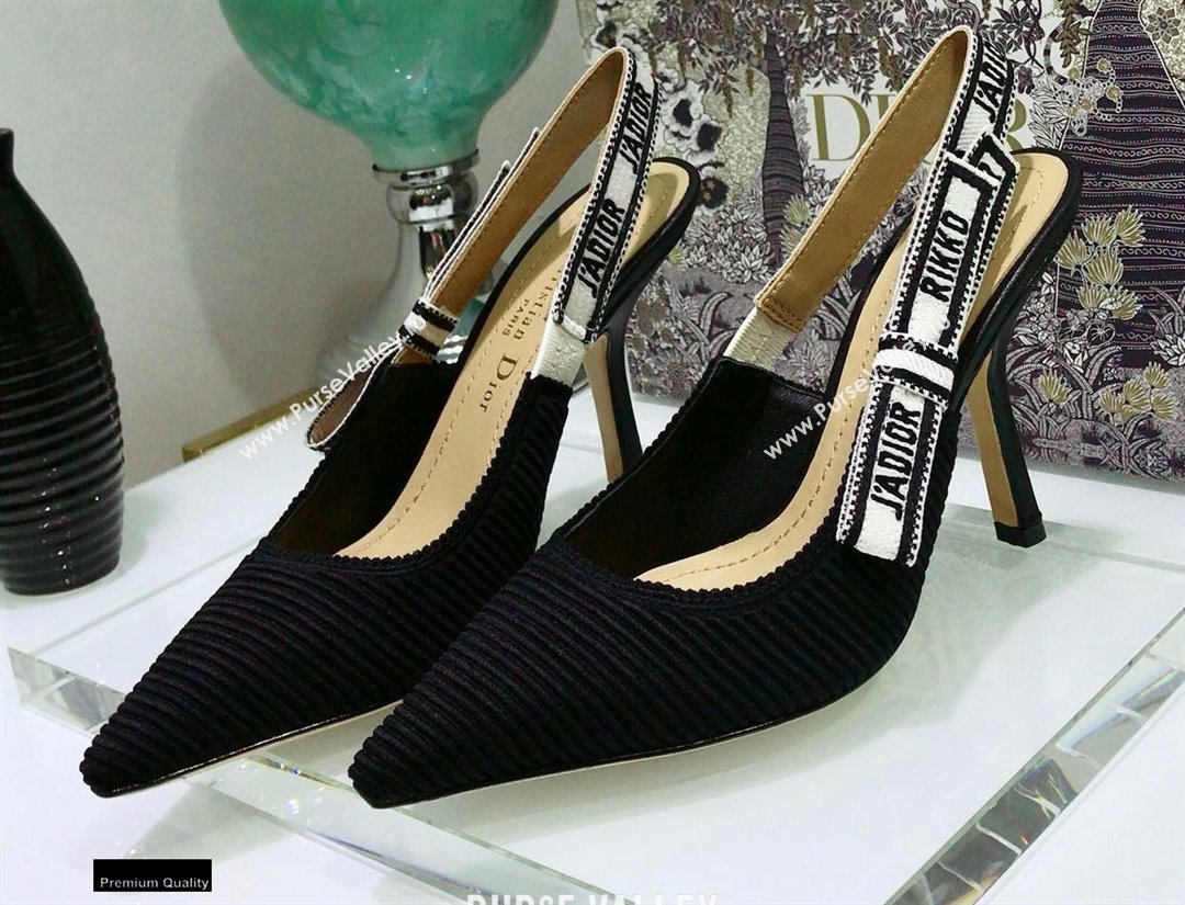 Dior Heel 9.5cm JAdior Embroidered Slingback Pumps Black 2021 (jincheng-21022527)