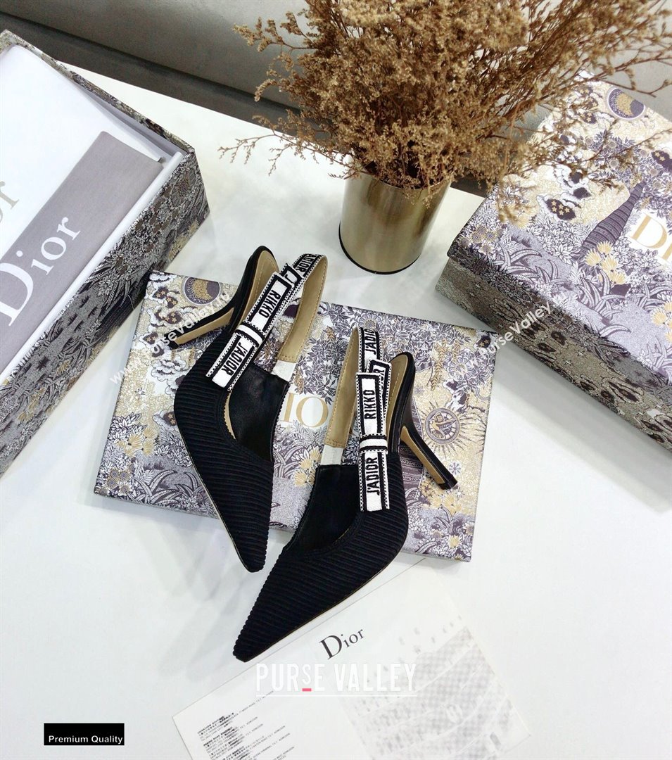 Dior Heel 9.5cm JAdior Embroidered Slingback Pumps Black 2021 (jincheng-21022527)