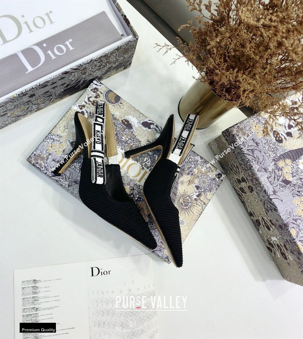 Dior Heel 9.5cm JAdior Embroidered Slingback Pumps Black 2021 (jincheng-21022527)