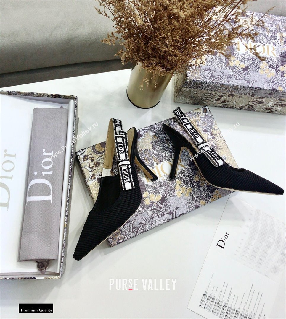 Dior Heel 9.5cm JAdior Embroidered Slingback Pumps Black 2021 (jincheng-21022527)