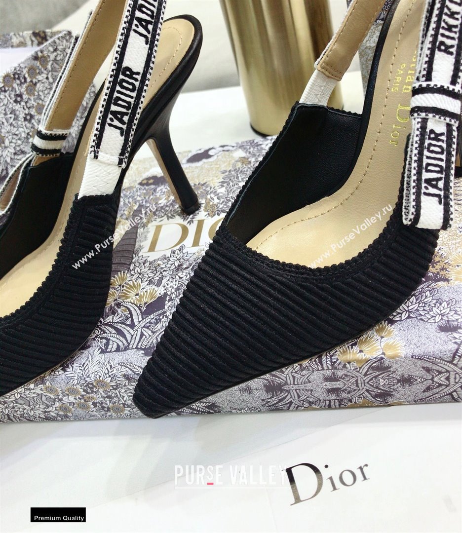 Dior Heel 9.5cm JAdior Embroidered Slingback Pumps Black 2021 (jincheng-21022527)