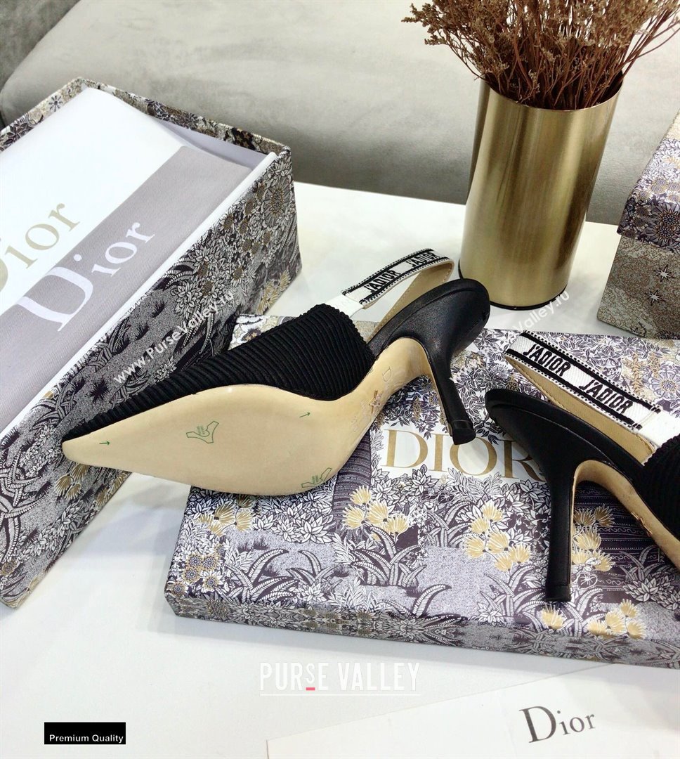 Dior Heel 9.5cm JAdior Embroidered Slingback Pumps Black 2021 (jincheng-21022527)