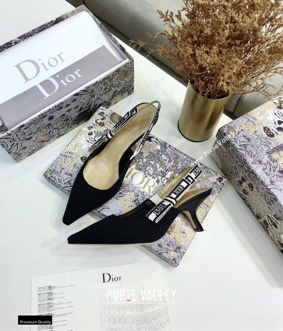 Dior Heel 6.5cm JAdior Embroidered Slingback Pumps Black 2021 (jincheng-21022528)