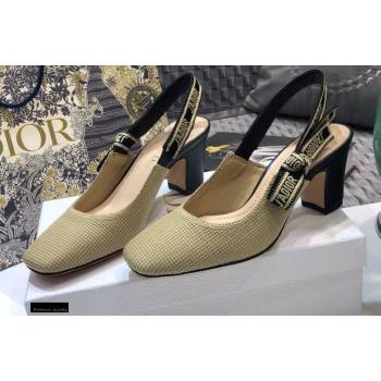 Dior Heel 7cm Moi JAdior Embroidered Slingback Pumps Beige 2021 (jincheng-21022530)