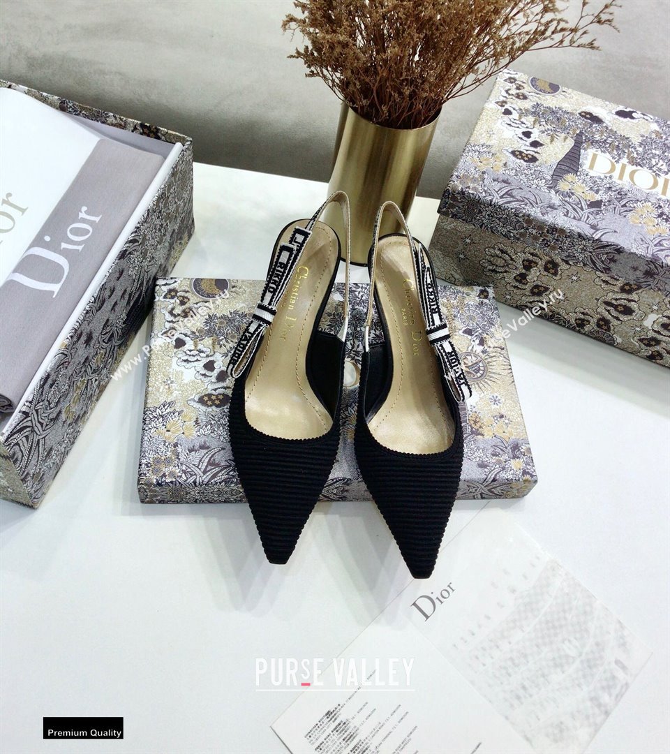 Dior Heel 6.5cm JAdior Embroidered Slingback Pumps Black 2021 (jincheng-21022528)