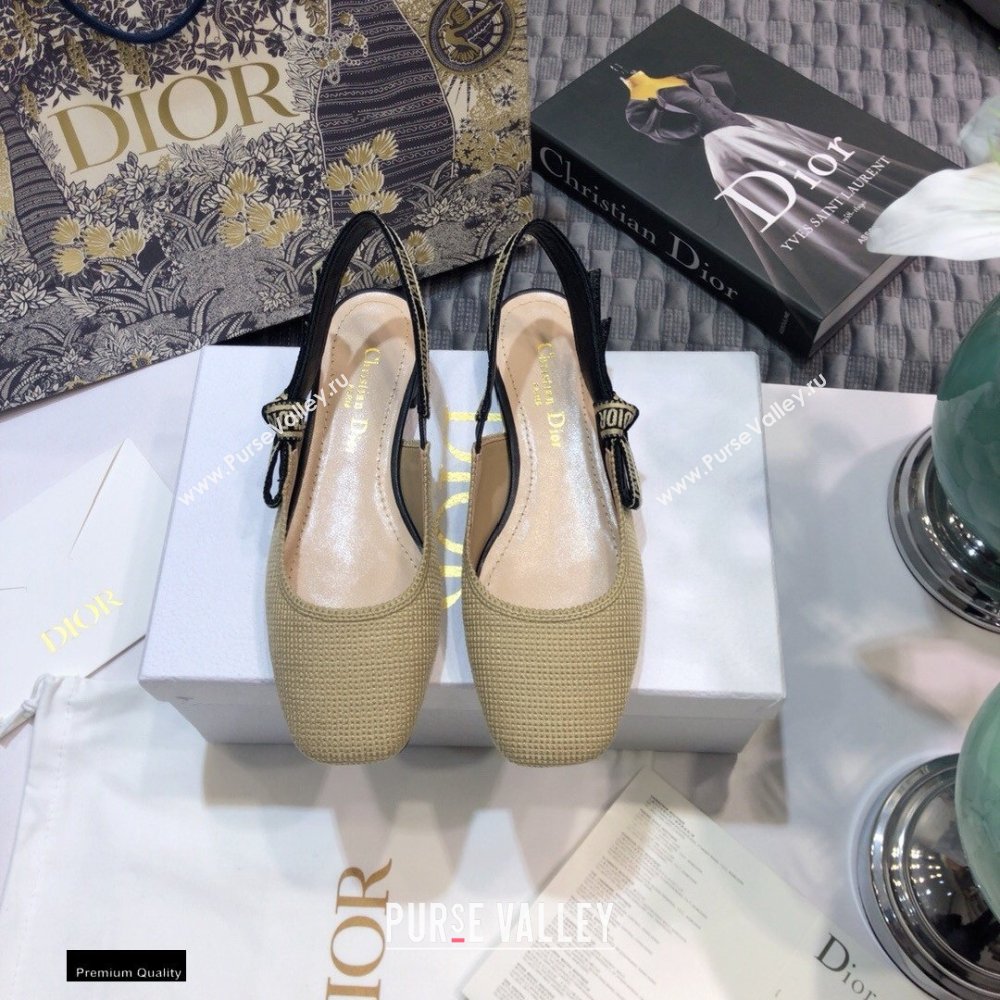 Dior Heel 1.5cm Moi JAdior Embroidered Slingback Ballerina Flats Beige 2021 (jincheng-21022531)