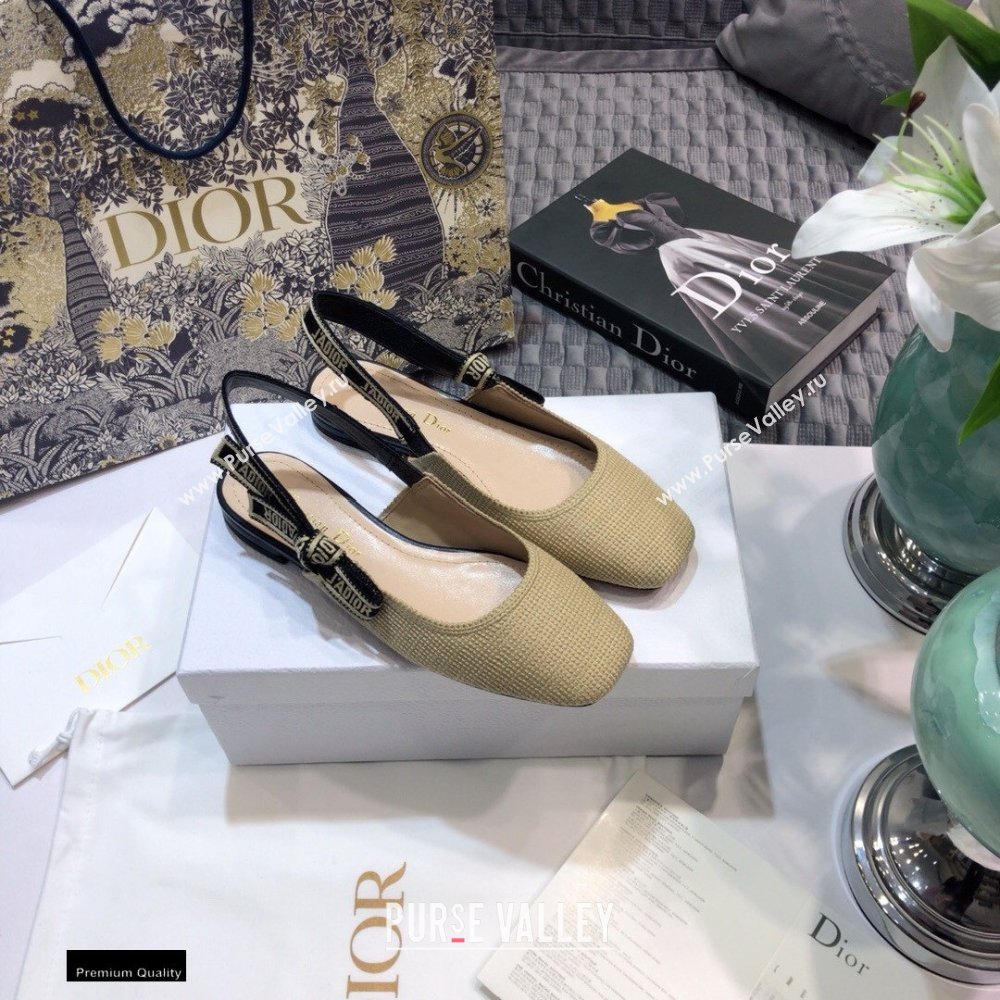 Dior Heel 1.5cm Moi JAdior Embroidered Slingback Ballerina Flats Beige 2021 (jincheng-21022531)