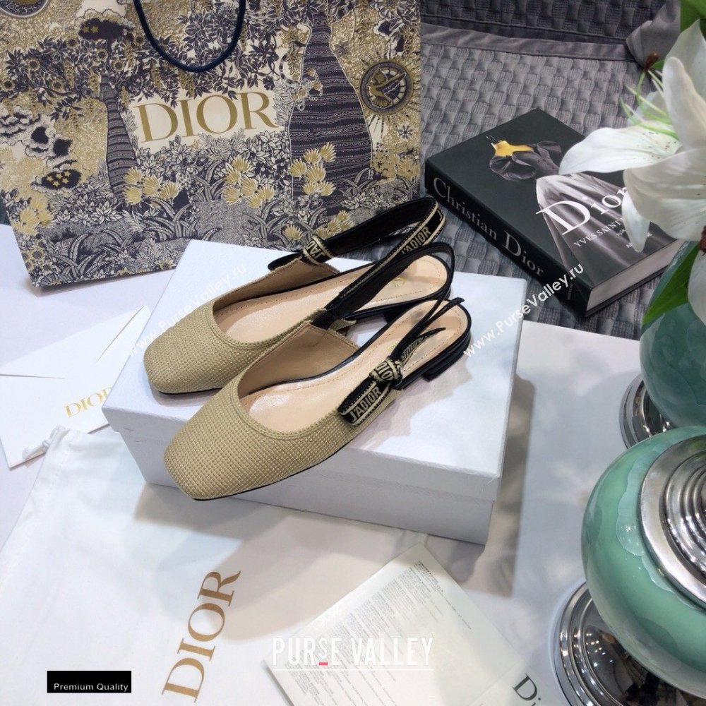 Dior Heel 1.5cm Moi JAdior Embroidered Slingback Ballerina Flats Beige 2021 (jincheng-21022531)