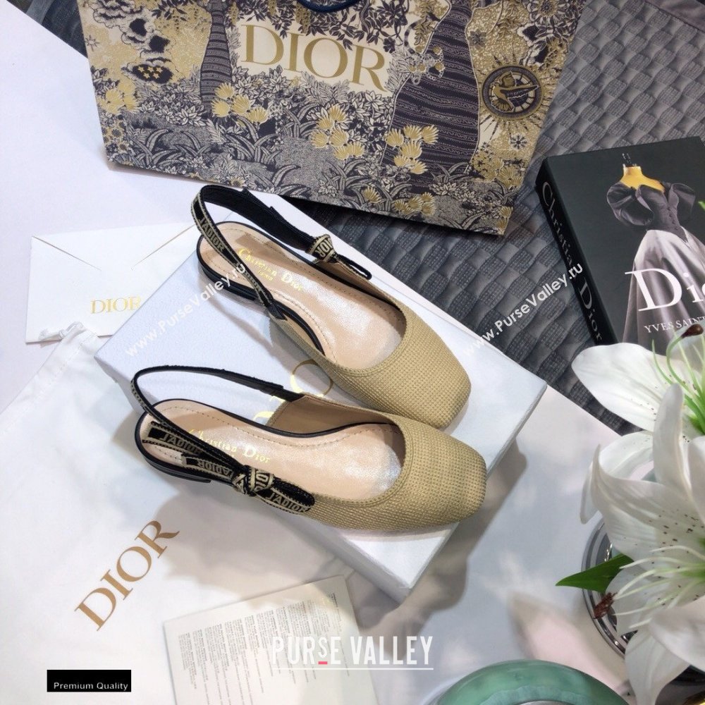Dior Heel 1.5cm Moi JAdior Embroidered Slingback Ballerina Flats Beige 2021 (jincheng-21022531)