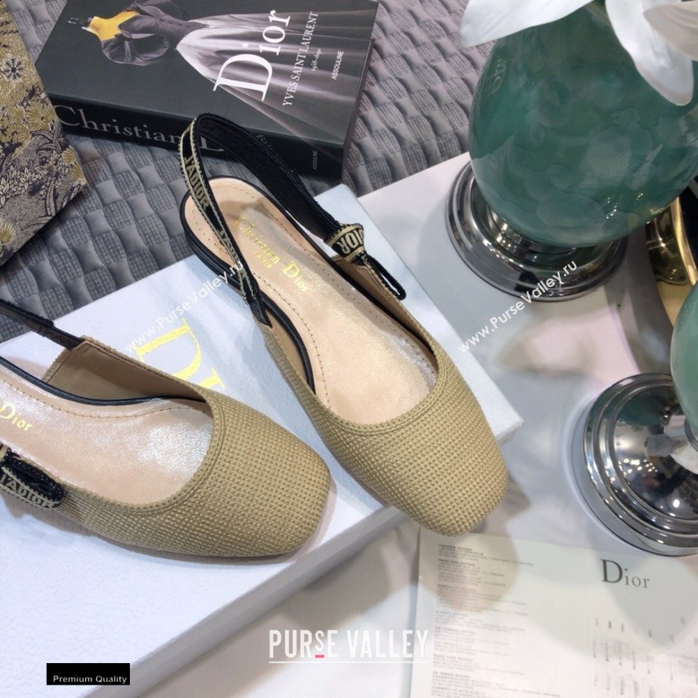 Dior Heel 1.5cm Moi JAdior Embroidered Slingback Ballerina Flats Beige 2021 (jincheng-21022531)