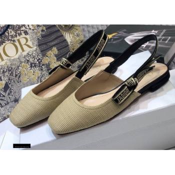 Dior Heel 1.5cm Moi JAdior Embroidered Slingback Ballerina Flats Beige 2021 (jincheng-21022531)